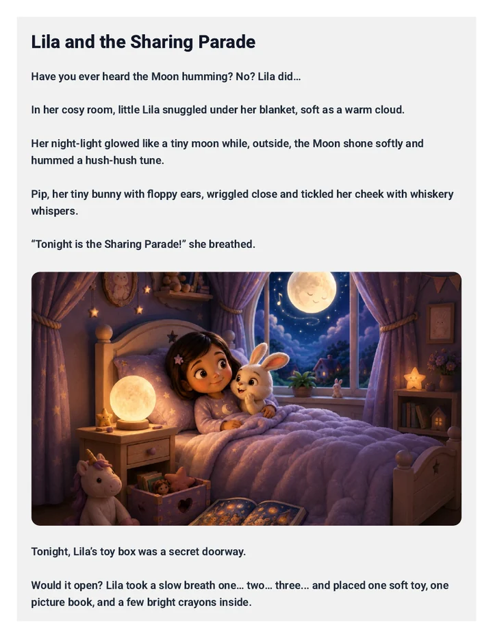 First page of Lila and the Sharing Parade